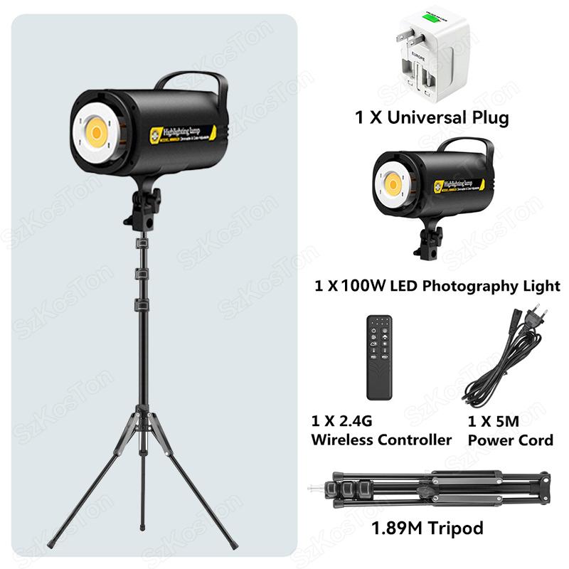 Светодиодная видеолампа 2.4G Control 100W Bi-Color COB Photography Постоянное выходное освещение Dimming 3200K-6500K Bowens Mount