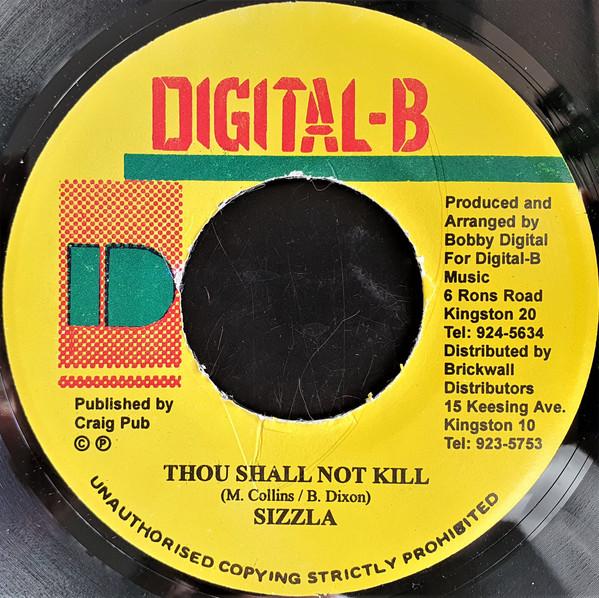 7inch Record SIZZLA - Thou Shall Not Kill NONE Digital-B Jamaica Reggae, Ska & Dub Used