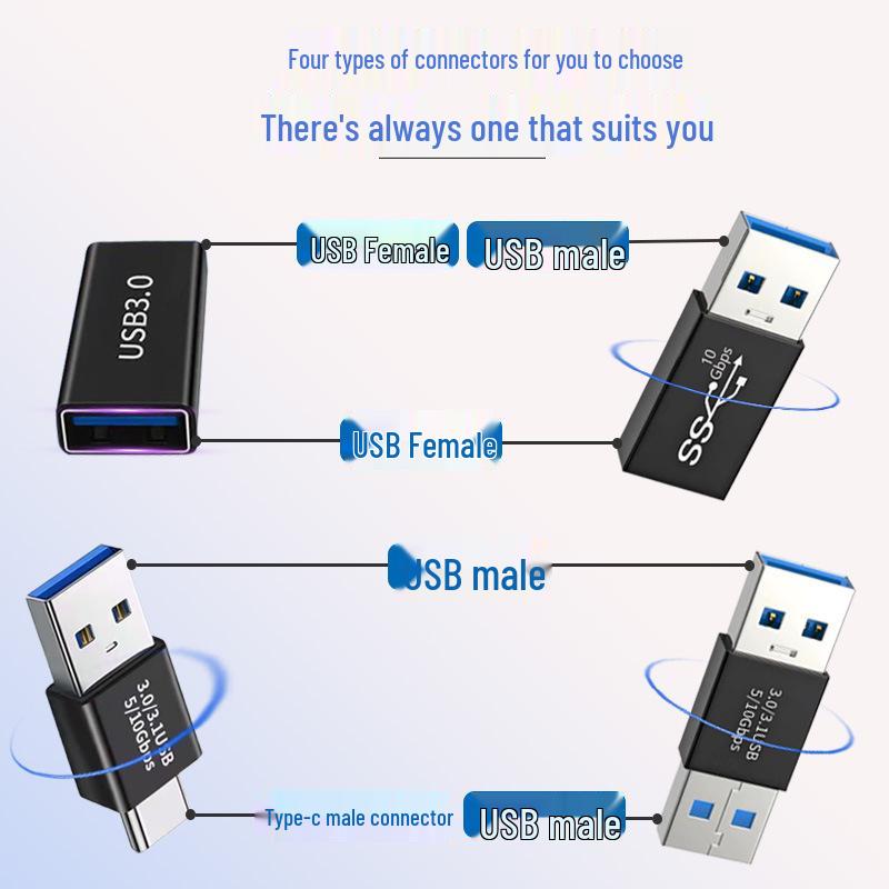 USB-конвертер с несколькими интерфейсами: Кабель «папа-папа»/«папа-мама»/Type-C 3.0 — 3.1, высокоскоростной