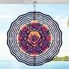 2D Rose Kaleidoscope Metal Wind Chime Outdoor Hanging Decor for Garden Yard with 360 Rotating Hook Easy Install No Power Needed