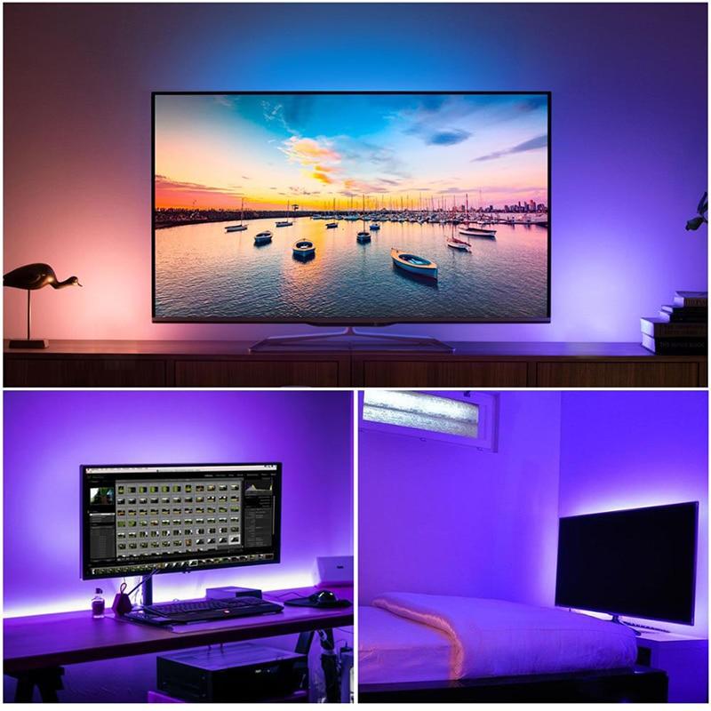 5/4/3M Bluetooth светодиодная лента Smart RGB светодиодные фонари Декор комнаты без водонепроницаемого диода Гибкая лента управления + адаптер