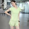 Женский дышащий быстросохнущий летний тренировочный комплект для йоги - футболка с коротким рукавом и шорты
