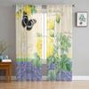 Antique Plant Flower Butterfly Chiffon Sheer Curtains for Living Room Bedroom Decoration Window Tulle Curtains Drapes