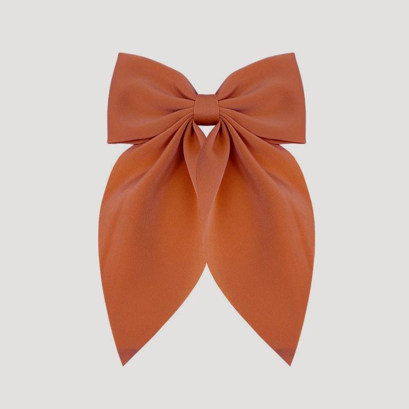 Chiffon Bow Hair Clip Women Large Bowknot Stain Hairpin Girls Solid Color Ponytail Clip Hair Accessories Headwear Gift