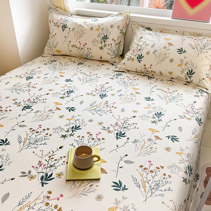 1pcs Cotton Bed Sheet Flower Series Printed Double Top King Sheets for Girls Boys Kids Single Queen King Size Bed Linen