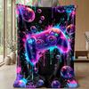 Neon Game Controller Art Theme blanket Lightweight Warm Flannel Blanket Decorative Throw Blanket for Home Decoration