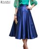 Women Casual Elastic Waist Loose A-line Long Skirts