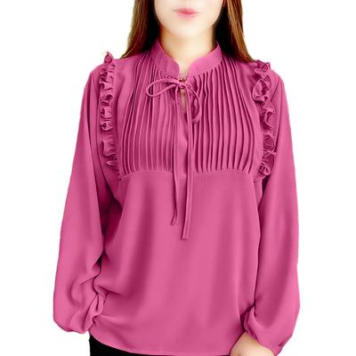 Женская повседневная блузка с круглым вырезом и длинным рукавом