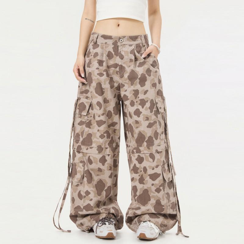 OREETA Camo Cargo Pants Men Women Relaxed Fit High-Waisted Multi-Pocket Streetwear Trousers Cotton Breathable Loose