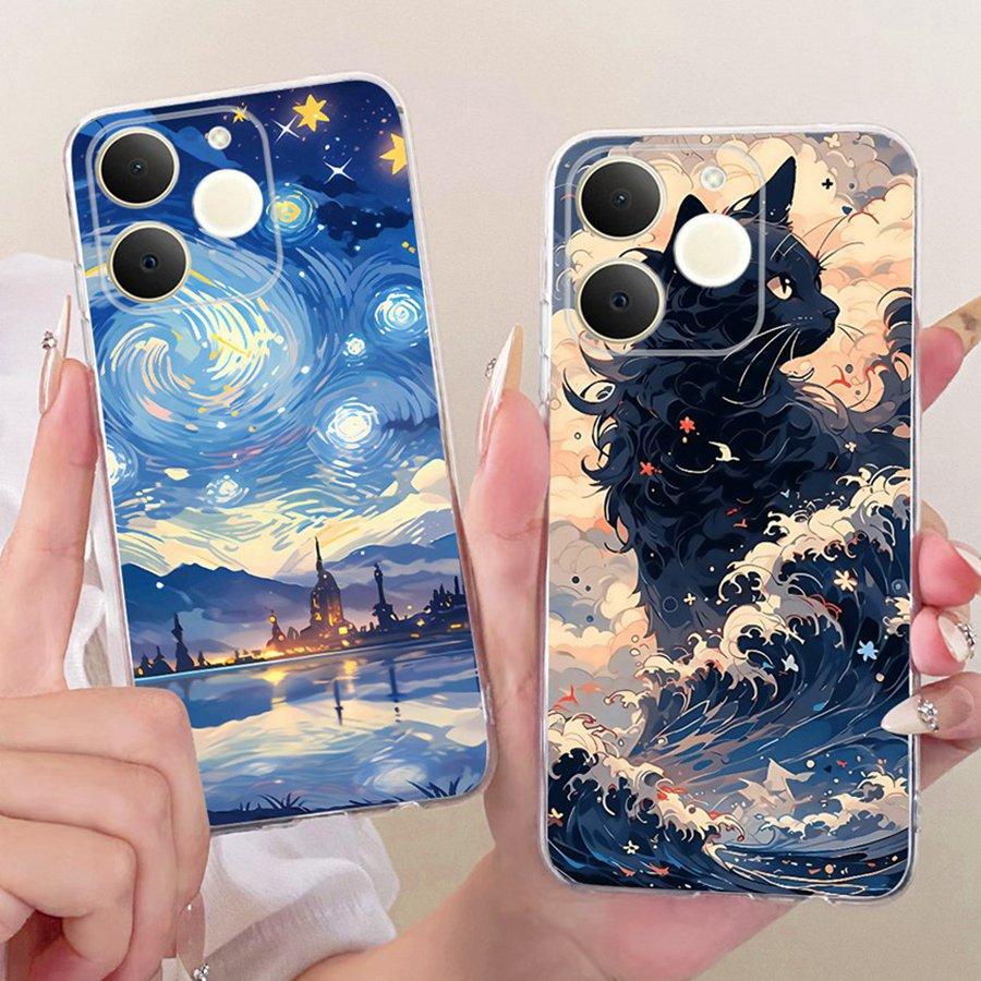 Чехол для телефона Realme Note 70 70T Милый рисунок с мультяшными котами Чехол из ТПУ для Realme Note70T Narzo 80 Lite Мягкий силиконовый Funda