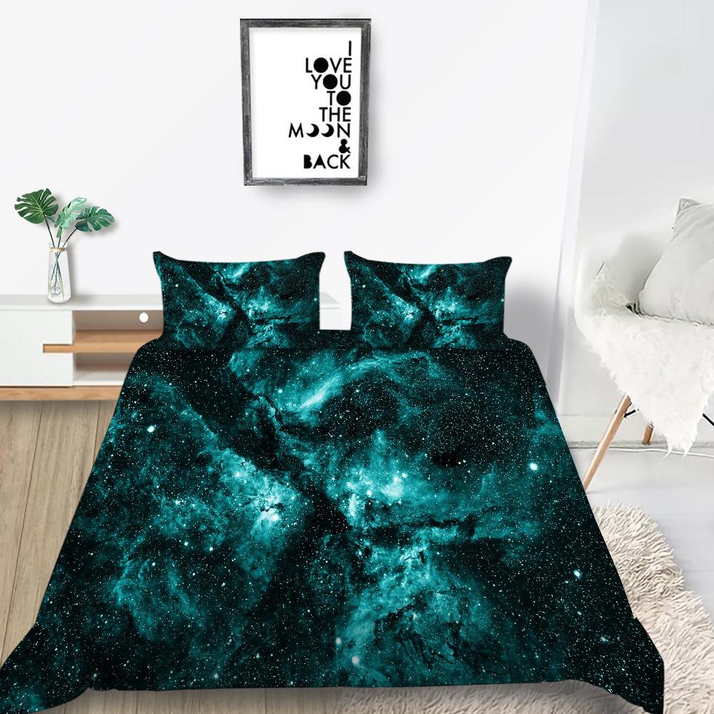 Space Star Printing Household Bedding Single Bed Double Bed Full Size Pillowcase and Quilt Cover 2/3 Beddingome