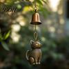 Vintage Copper Cat Decorations Metal Wind Chime, Unique Garden Decor, Outdoor Statue Chimes Cute Kitten Patio Decor for Lovers, Windchimes Bell