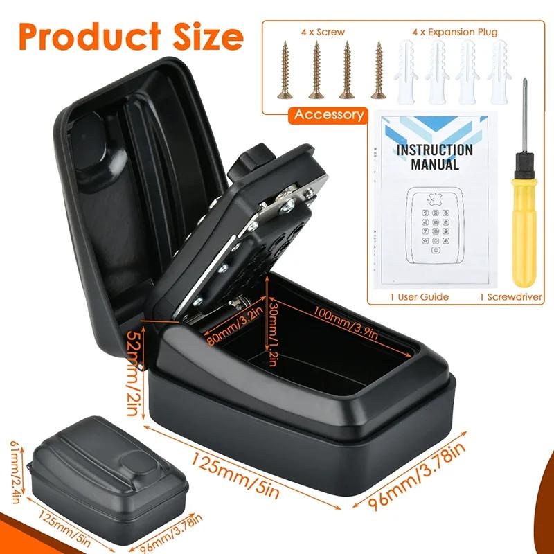 Password Key Lock Box Waterproof Wall Mounted Lock 12 Digit Combination Resettable Large Capacity Home Office Security Lock Box