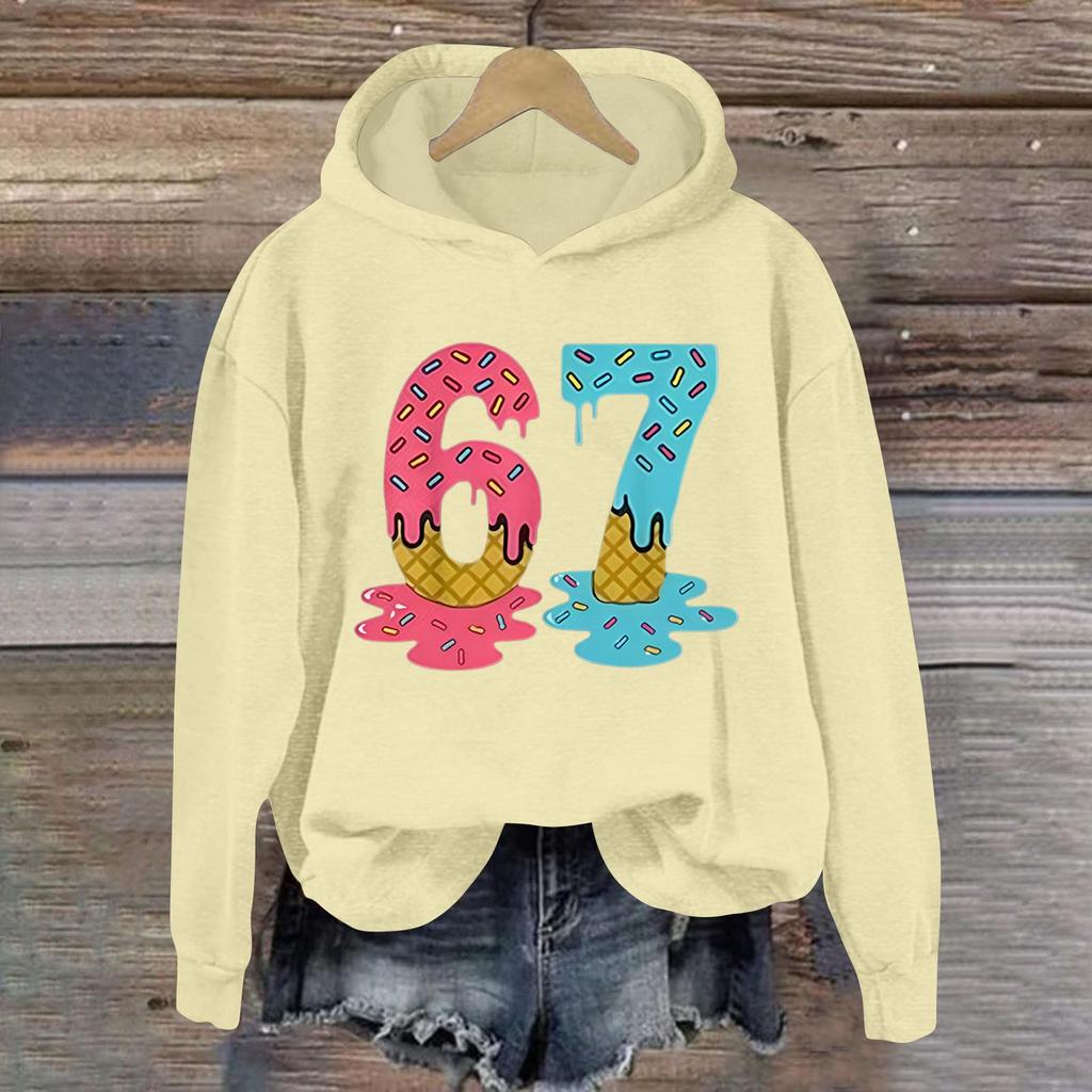 Women's Fashionable Casual Long-Sleeved Printed Hooded Sweatshirt
