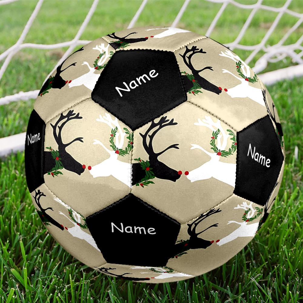 Custom Name Christmas reindeer Theme Size 5 Soccer Ball, Suitable for Both Indoor and Outdoor Matches, a Gift Suitable for Everyone.