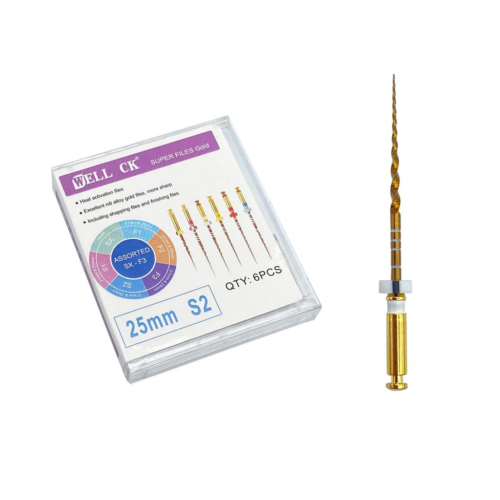 Зубной файл корневого канала, золотые эндодонтические суперфайлы, золотые эндодонтические файлы, 25 мм, никель-титан