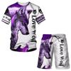 Men's Short-Sleeved+Shorts Two-Piece Set 3D Printing Animal Pattern Tiger Lion Fox Cool Suit  Summer Men's Leisure Suit
