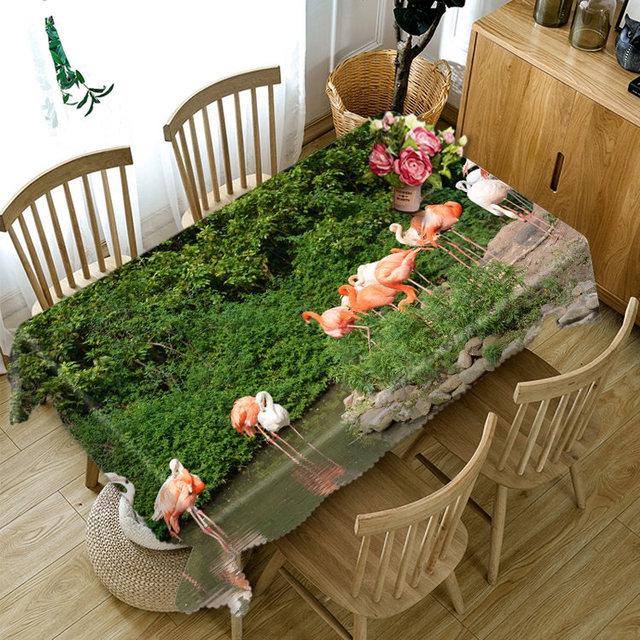 Скатерть с изображением тропического фламинго, пылезащитная, утолщенная, хлопковая, прямоугольная, круглая, для свадьбы, пикника, вечеринки