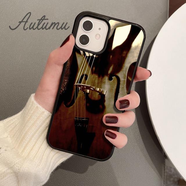 Деревянный Чехол для Телефона Скрипка Виолончель для iPhone 17 Air 15 16 16e 11 12 13 14 Pro Max Plus Чехол coque Fundas Оболочка