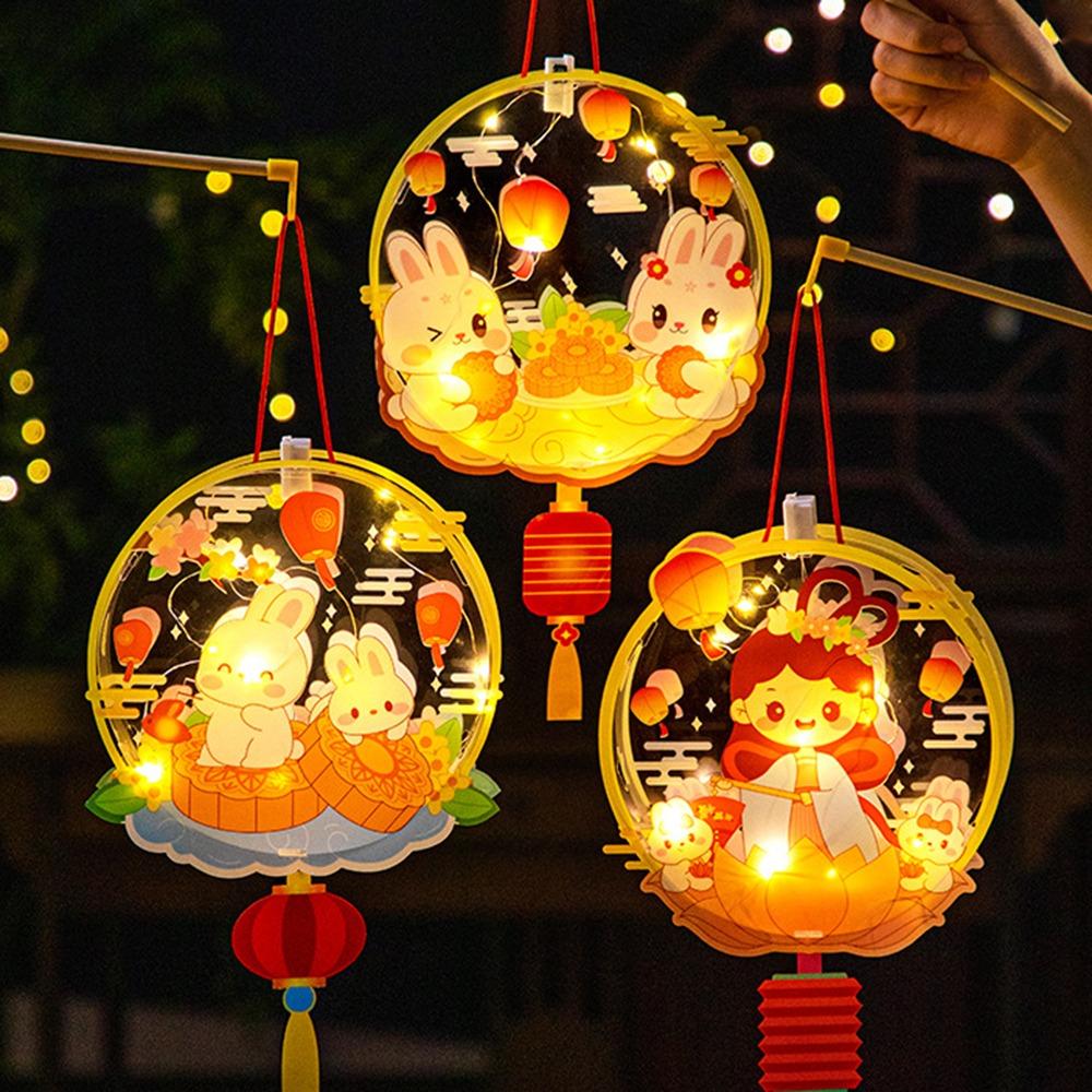 Transparent Mid-Autumn Festival Lantern Waterproof Cartoon Rabbit Lamp  Photography Props
