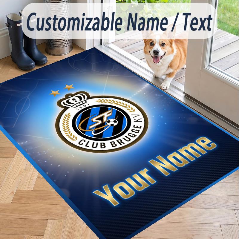 Custom Text Printed Rug Club Brugge FC Non Slip Floor Carpet For Home Room Decor