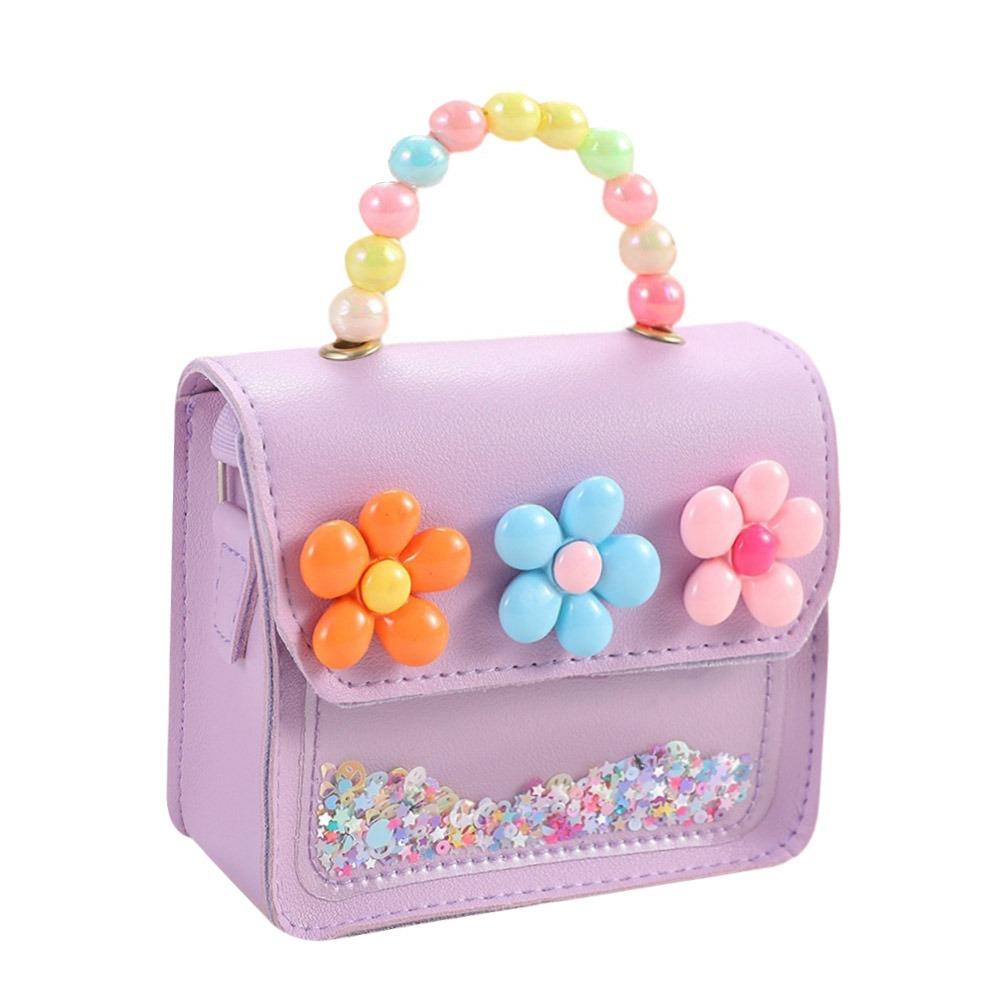 Милые цветы Детские сумочки Сумка-мессенджер Милые девочки Жемчужная Блестящая Детская Сумка через плечо Мультяшные Сумки через плечо из ПУ кожи