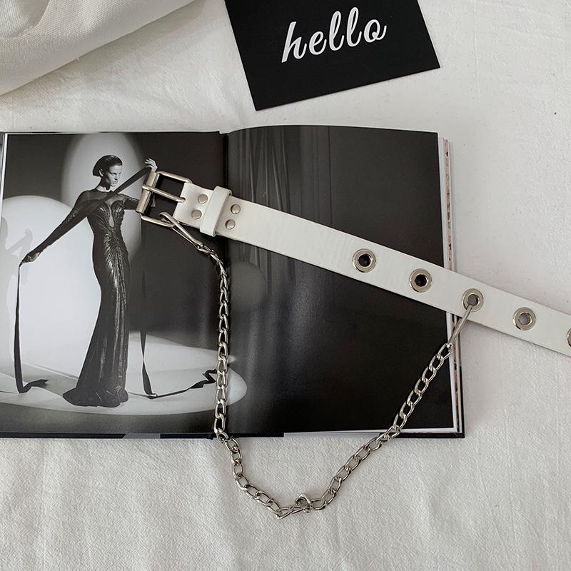 Женский регулируемый ремень с цепочкой.Материал:ПУ.Размер:105*2.8см.Цвета:Чёрный, винный красный