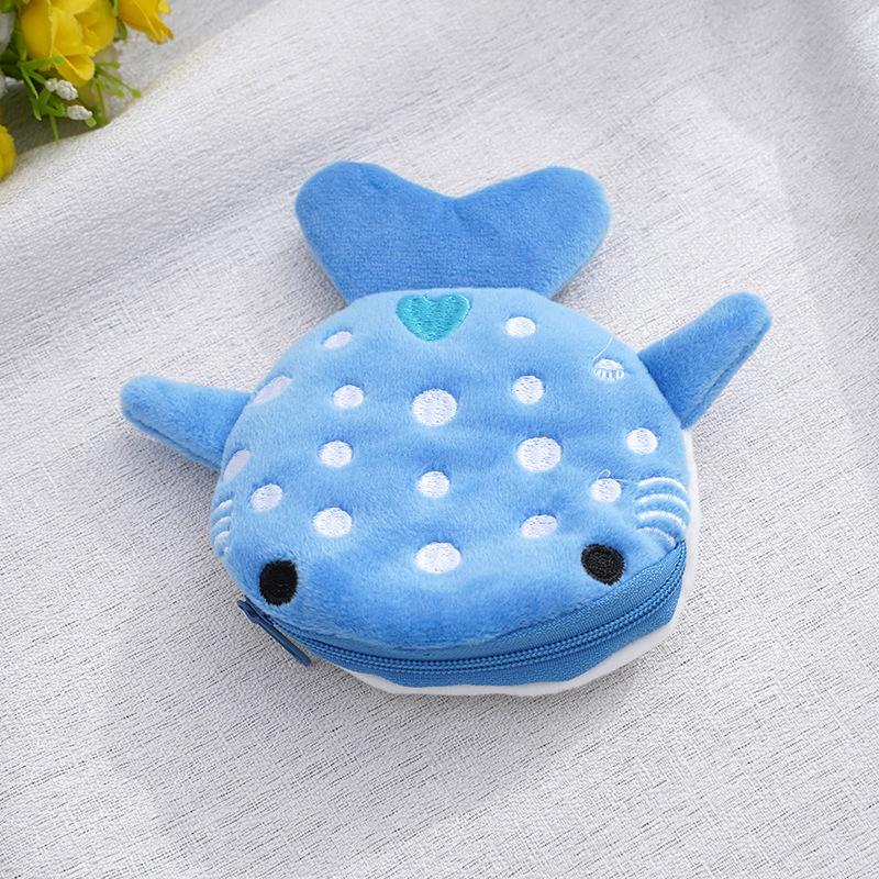 Милый мультяшный Китовая акула кошелек для монет Kawaii кошелек портативный плюшевый мешок для монет ключ наушники органайзер для монет сумка на молнии подарок для детей