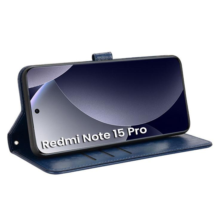 Flip Case for Xiaomi Redmi Note 15 Pro 4G, Wallet Rhombus, Blue