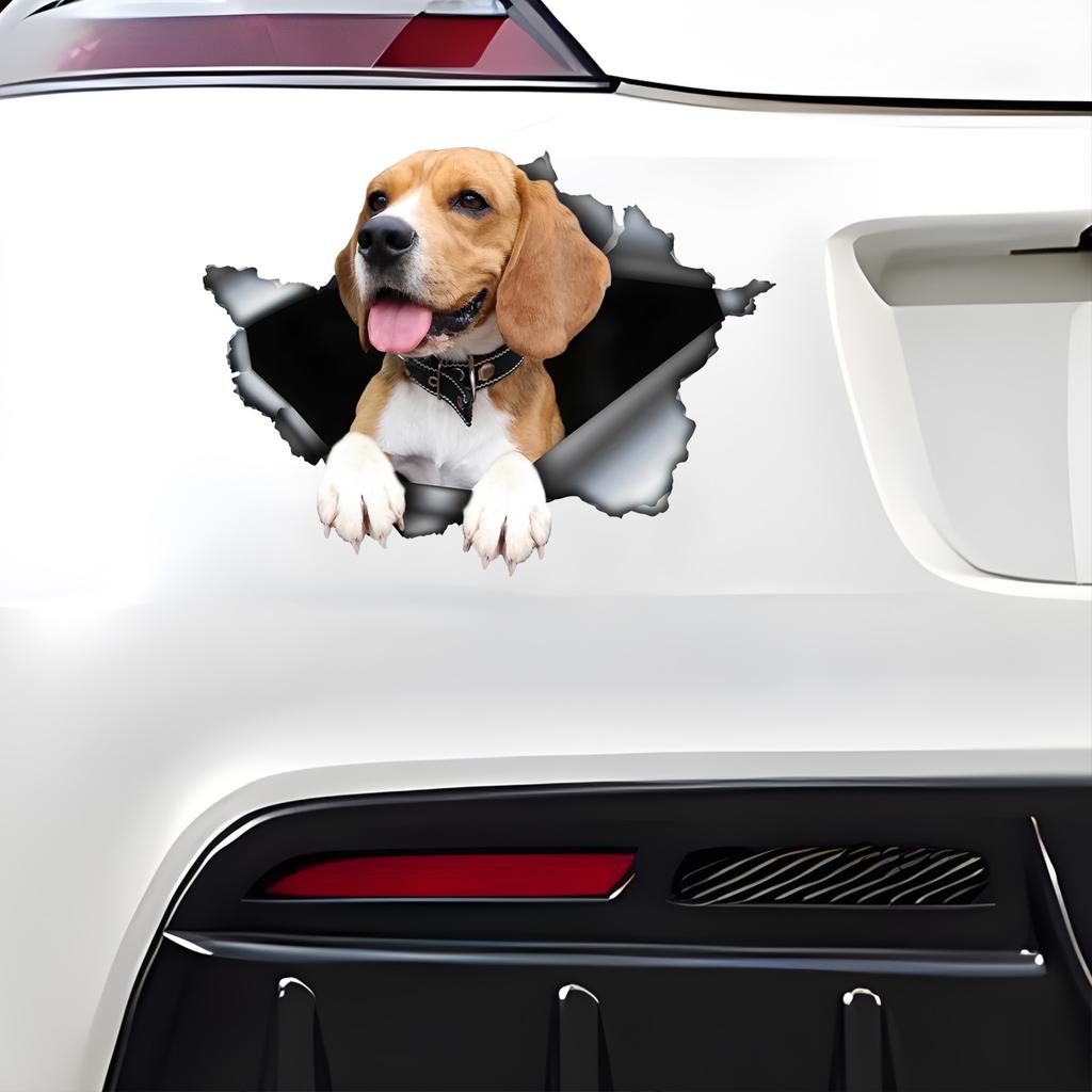 Cute Beagle In the Hole Creative Design Sticker, 1pc Funny Car Decal, Suitable for Cars, Trucks, Motorcycles, Walls