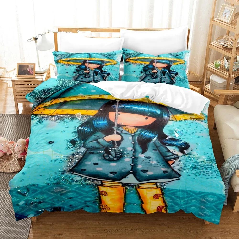 Santoro Gorjuss Anime Beautiful Girl Comfortable Duvet Cover Pillowcase Bedding Set Children Bedroom Decoration Home Textile