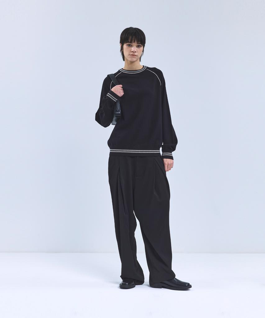 IRONYPORNO WHITELINE 86-Iroj361 Color Line Point Long Sleeve Knit Black