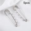 5pcs Rhinestone Large Safety Pins Crystal Brooch with 3/4/5 Loops for DIY Blankets Skirts Knitted Fabric Crafts Jewelry Findings