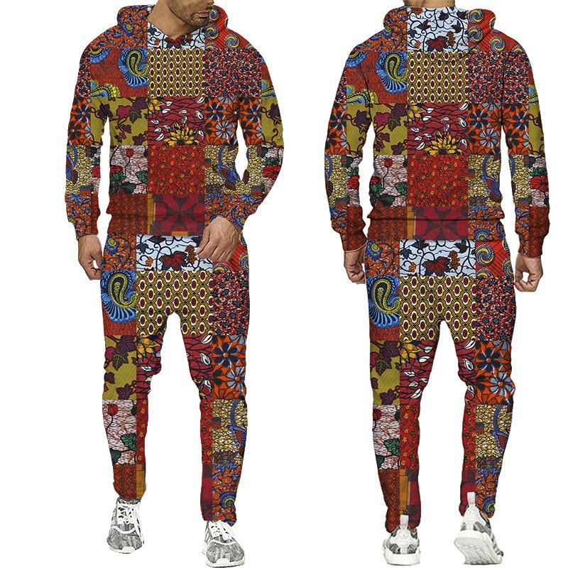Народные толстовки с 3d принтом на заказ, брюки, костюмы для мужчин и женщин, спортивный костюм, комплекты из 2 предметов, с длинным рукавом, этнический стиль, африканские даньшики, мужская одежда