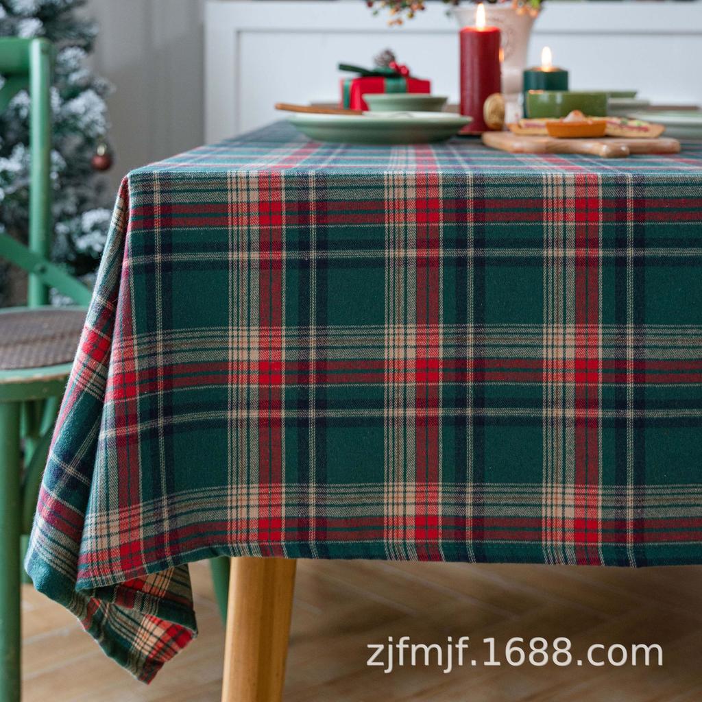Тканевая Папа Красная и Зеленая Клетчатая Рождественская Скатерть Окрашенная Скатерть для Обеденного Стола Скатерть для Кофейного Столика Прямоугольная Декоративная Фоновая Ткань
