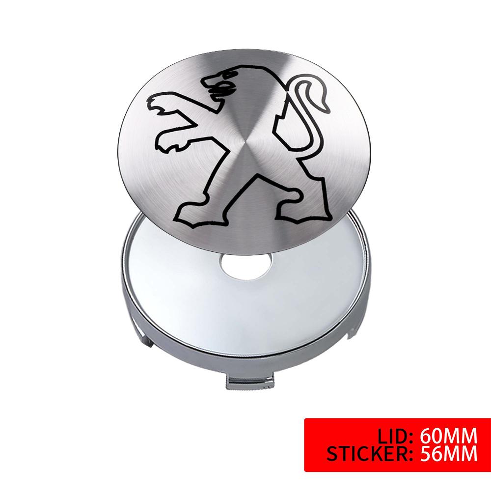 4Pcs 56/60mm Car Wheel Hub Center Cap Sticker Badge Cover For Peugeot 206 307 301 308 3008 207 208 407 408 508 2008 5008 107 205