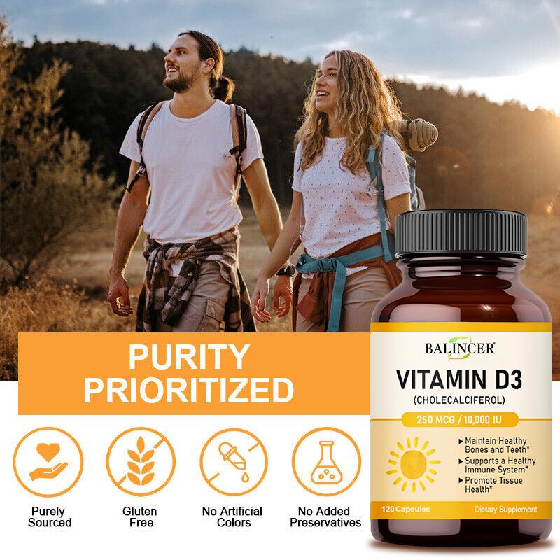 Vitamin D3 (As Cholecalciferol) 10000 IU Dietary Supplement, 120 Capsules Per Bottle