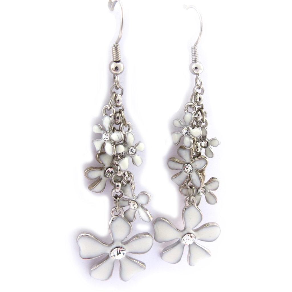 Les Trésors De Lily [K0975] — Дизайнерские серьги «Флора» серебристо-белого цвета.