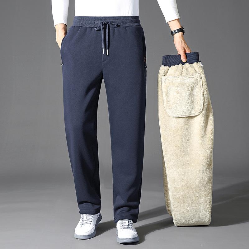 M-8XL Большие размеры Мужские спортивные повседневные брюки Зимние овечьи бархатные утолщенные удобные прямые свободные защитные брюки