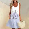 Женское летнее платье с карманом без рукавов сарафан с цветочным принтом