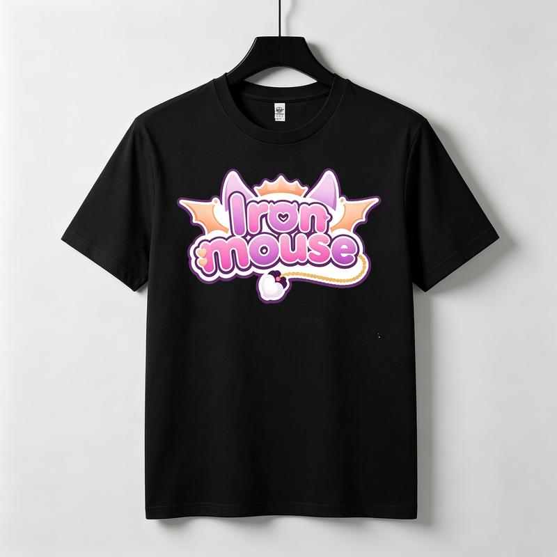 Vintage Kawaii Anime Ironmouse VTuber T Shirt Summer Short Sleeve Fashion Cotton Tee Oversized Casual Streetwear Otaku Fan Gift Unisex Y2k Top