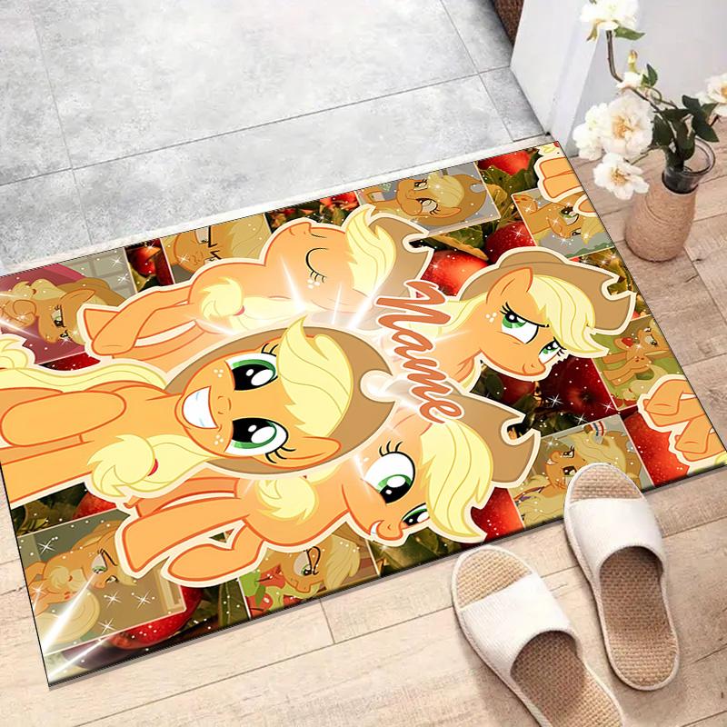 Custom My Little Pony Mat Personalized Name, Polyester Washable Indoor Entryway Rug, Gift for Christmas, Easter, Thanksgiving Day