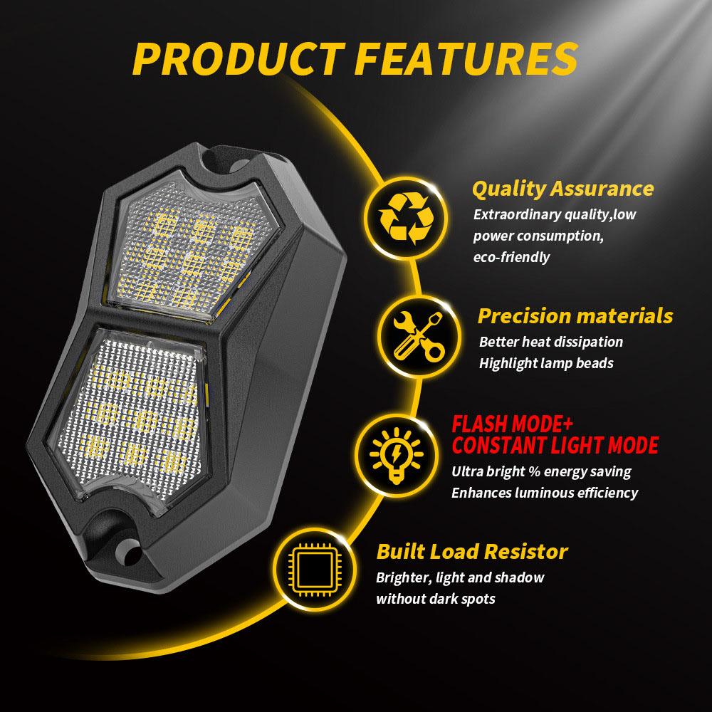 18 LED Car UniversalTruck LED Rock Light Signal Lamp 12V 24V Atmosphere Decorative Lights for Offroad Jeep Truck LED Side Marker