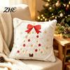 Cozy Knitted Plush Pillow Covers Christmas Pillowcase, 3D Embroidered Design Soft Throw Decorative Cases Cover, Cushion Cover for Holiday Home