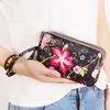 Waterproof Canvas Wallet Print Three Zippers Bags Simple Flower Coin Purse  Ladies