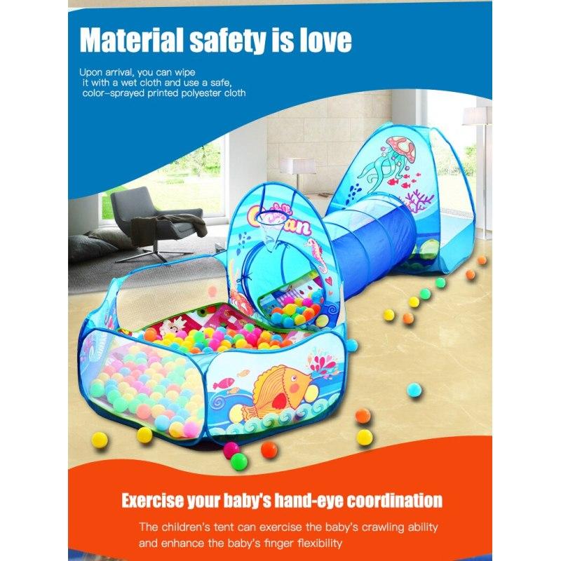 Детская палатка 3 в 1, манеж с туннелем, детский бассейн с шариками, большая портативная детская палатка, туннель для ползания с шариками, детская игровая площадка, дом