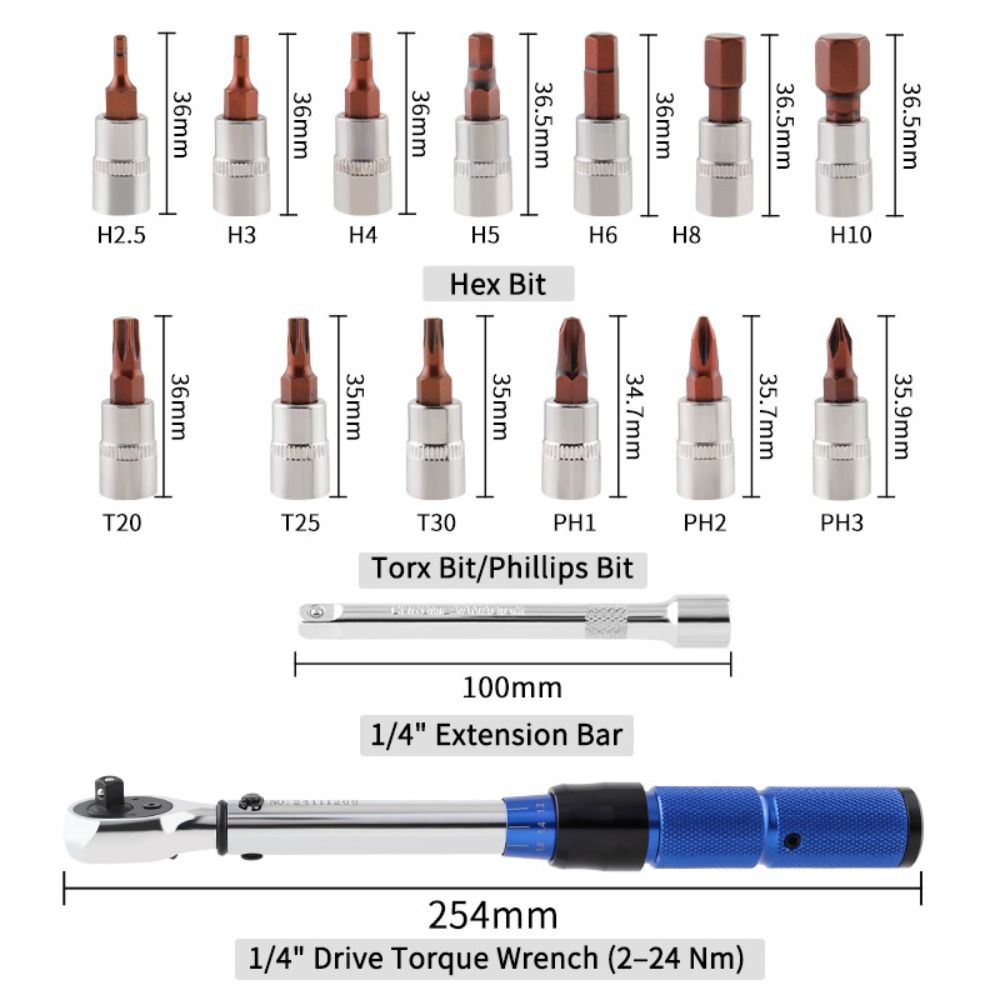 1/4 Inch Bicycle Automotive Tool Double-direction Ratchet Ratchet Torque Wrench Set Hand Tool