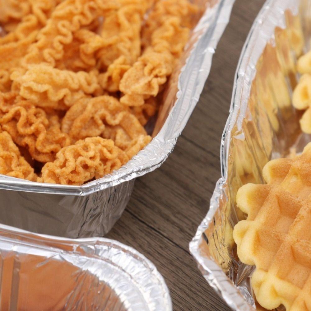 10Pcs Reusable Food Tin Foil Tray 6/7/8 Inch Air Fryer Tray Durable Aluminum Foil Box