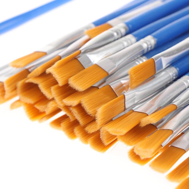 50Pcs Flat Paint Brush With Nylon Bristles Small Brushes In Bulk For Detail Painting