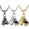 New Classic Boxing Gloves Gold Color Black White Pendant Necklace Gifts for Men Jewelry